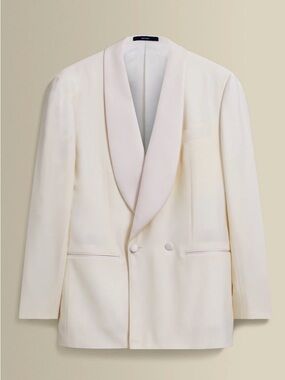 Thom Sweeney Cream Shawl-Collar Double-Breasted Blazer (Worn Once)